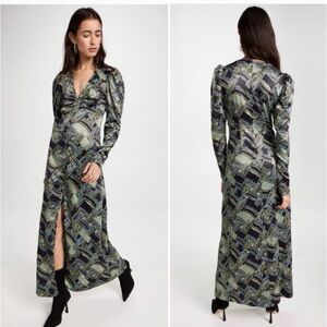 Ganni Multicolor Paisley V-Neck Dress